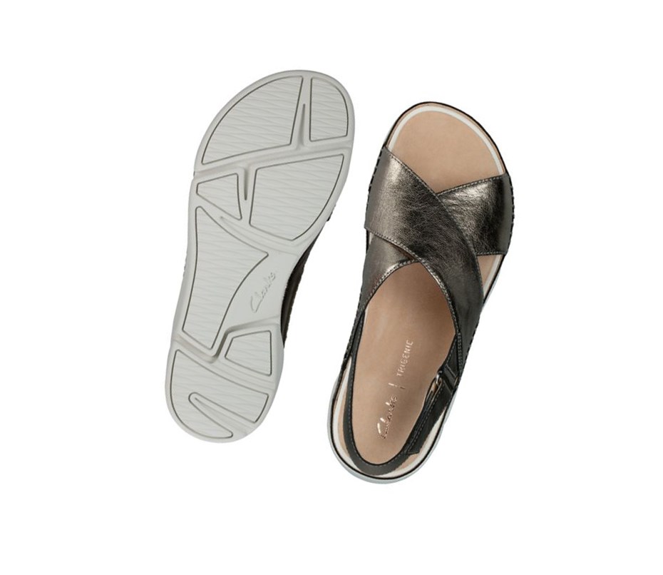 Clarks Tri Alexia Wildleder Flache Sandalen Damen Gold | IYMF47083