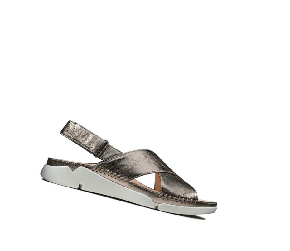Clarks Tri Alexia Wildleder Flache Sandalen Damen Gold | IYMF47083