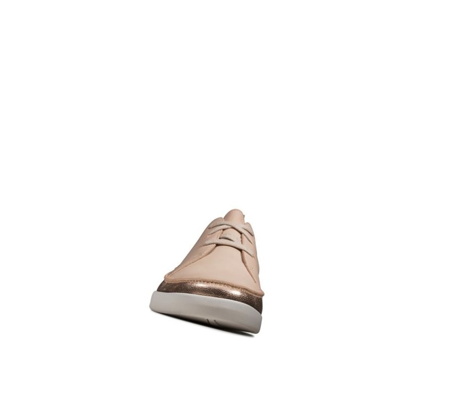 Clarks Tri Clara Leder Lässige Turnschuhe Damen Hautfarbe | JRLN05234