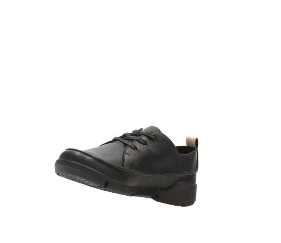 Clarks Tri Clara Leder Lässige Turnschuhe Damen Schwarz | QAPV78964