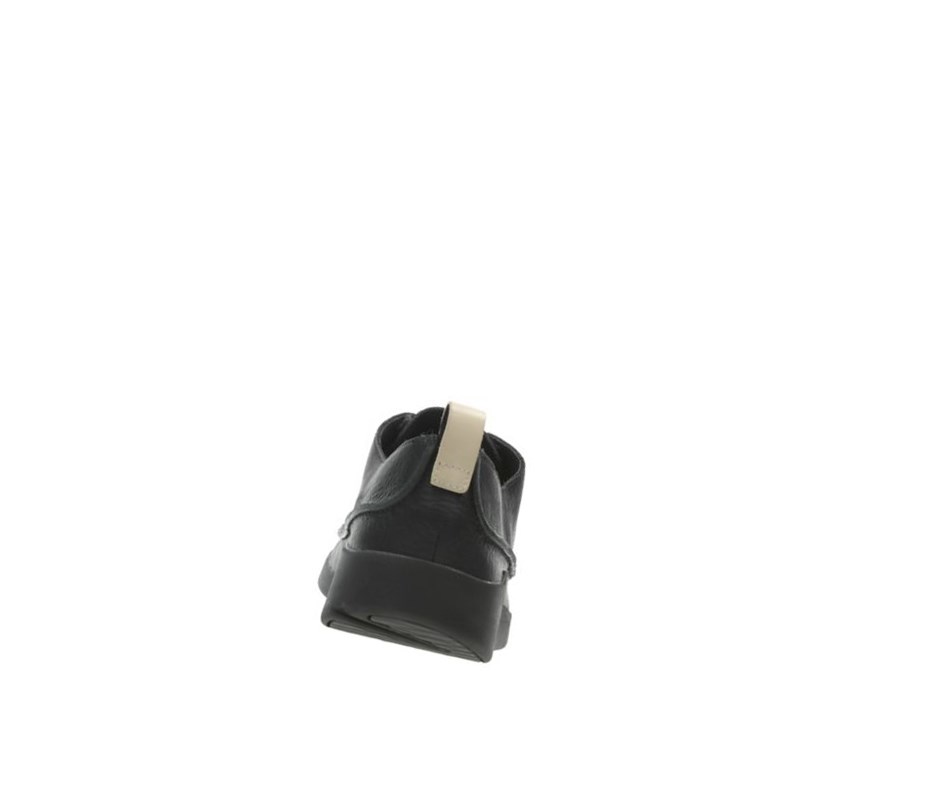 Clarks Tri Clara Leder Lässige Turnschuhe Damen Schwarz | QAPV78964