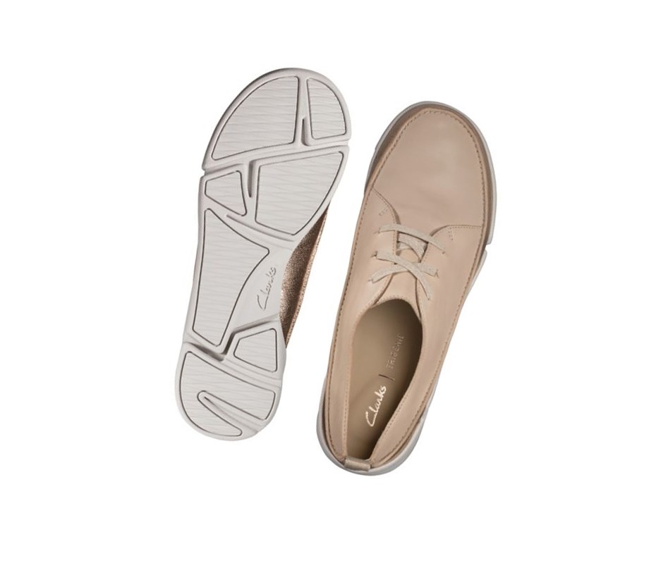 Clarks Tri Clara Leder Weite Fit Lederschuhe Damen Hautfarbe | HMPQ24159