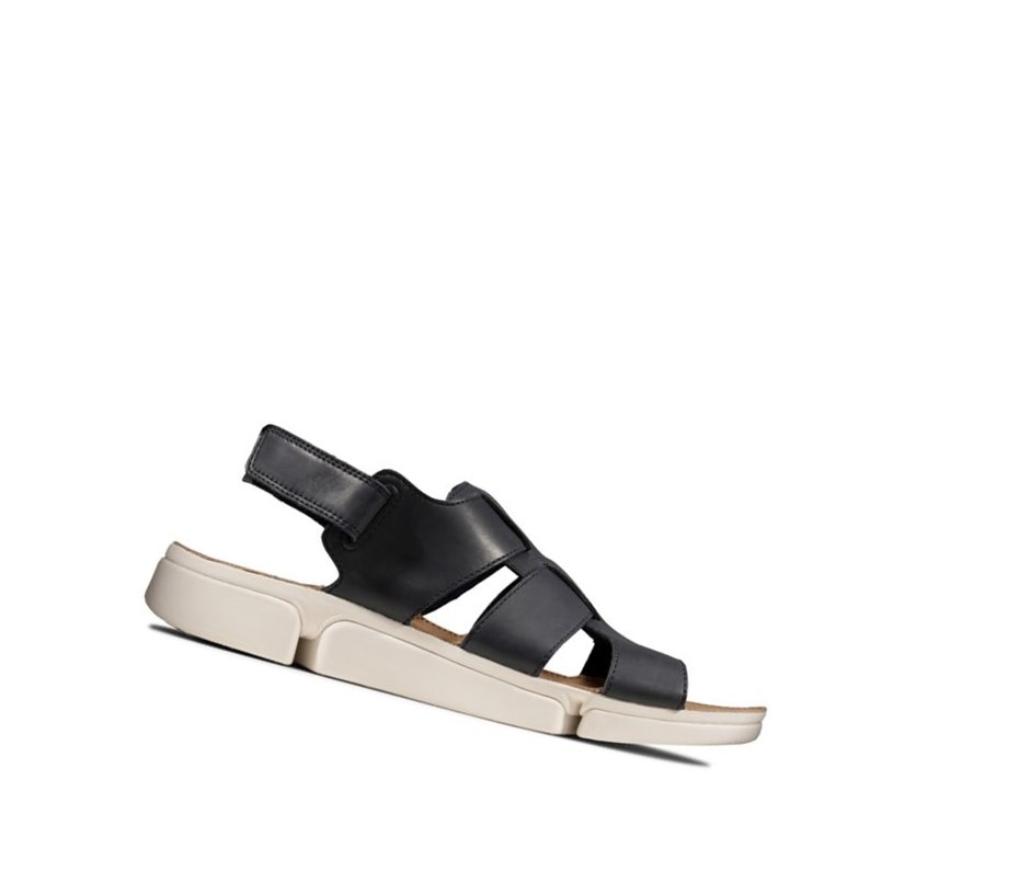 Clarks Tri Cove Sky Leder Lässige Sandalen Herren Navy | FYLG78650