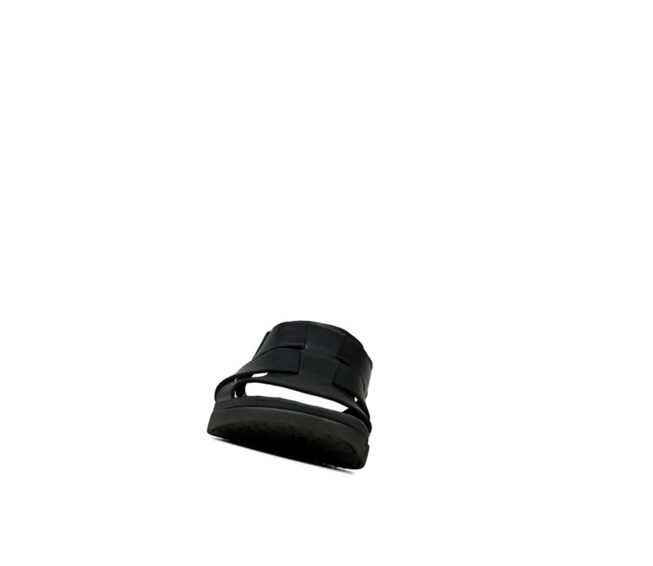 Clarks Tri Cove Sky Leder Lässige Sandalen Herren Schwarz | SCHL98017