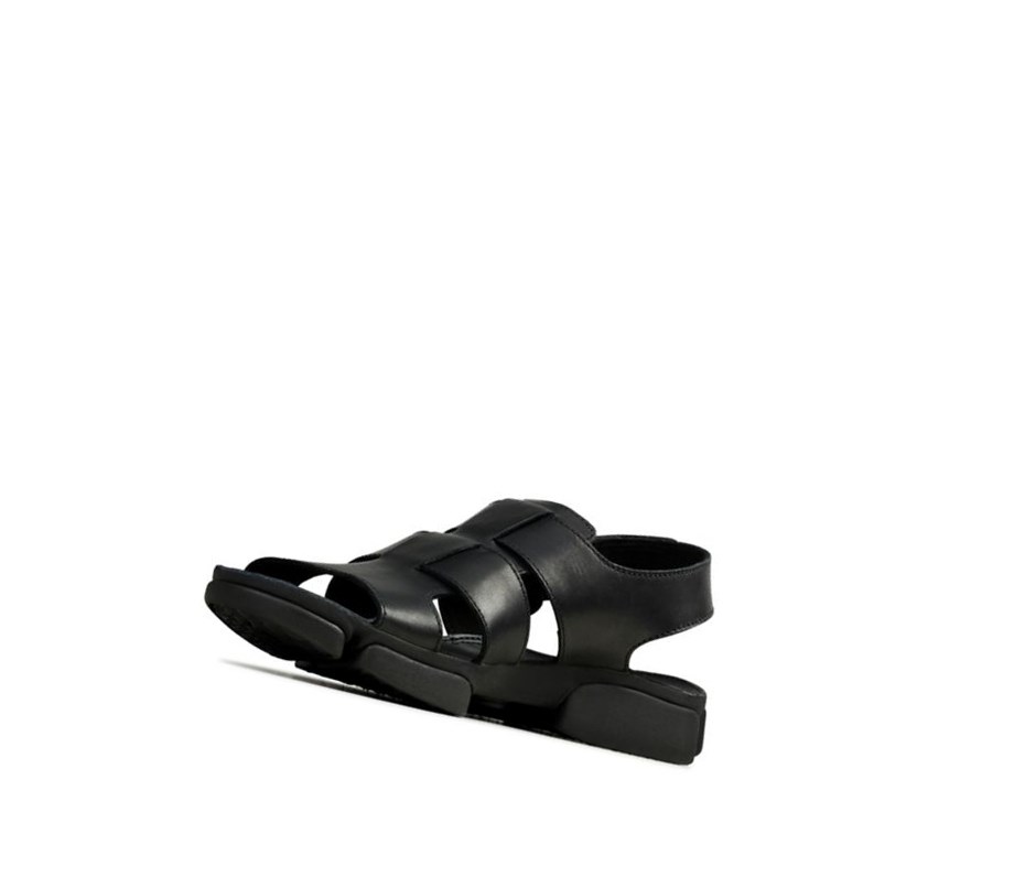 Clarks Tri Cove Sky Leder Lässige Sandalen Herren Schwarz | SCHL98017
