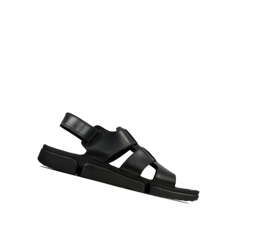 Clarks Tri Cove Sky Leder Lässige Sandalen Herren Schwarz | SCHL98017
