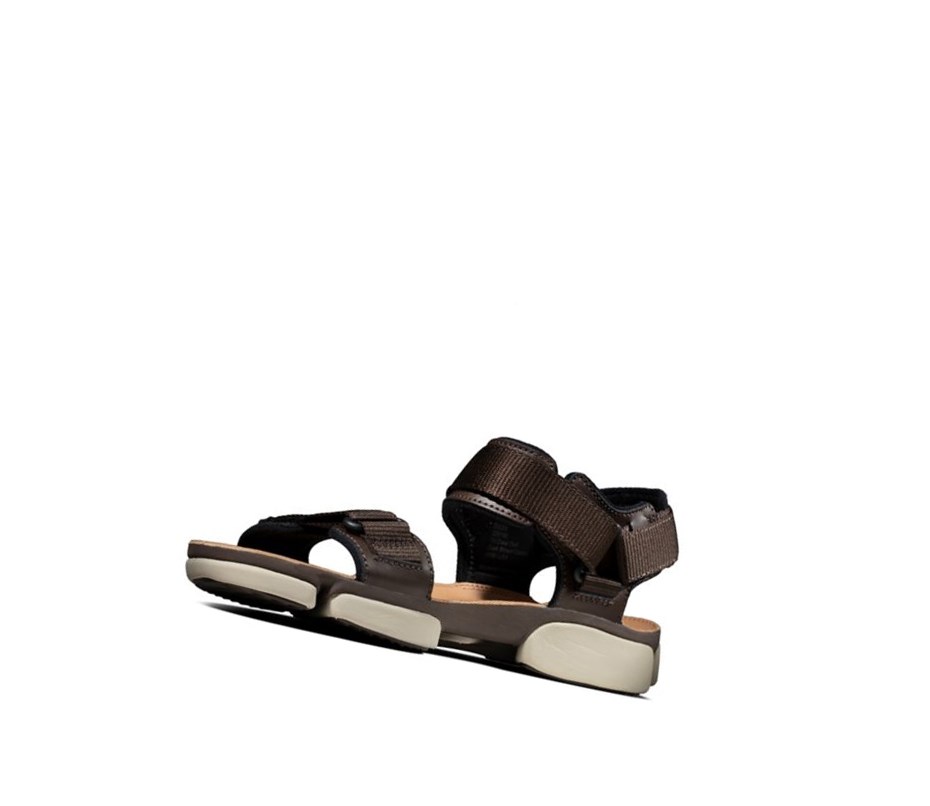 Clarks Tri Cove Trail Leder Lässige Sandalen Herren Dunkelbraun | DFLG34671