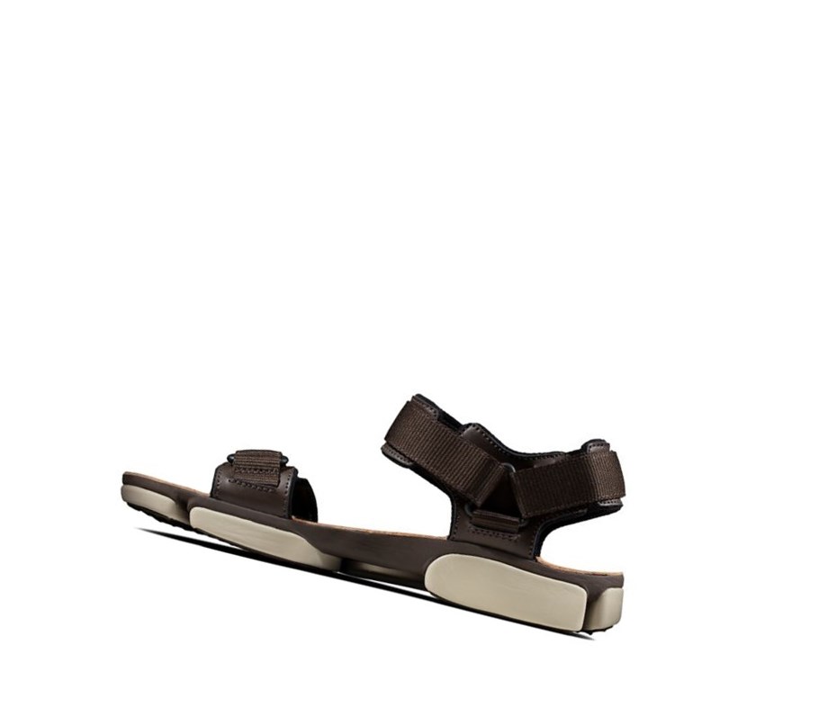 Clarks Tri Cove Trail Leder Lässige Sandalen Herren Dunkelbraun | DFLG34671