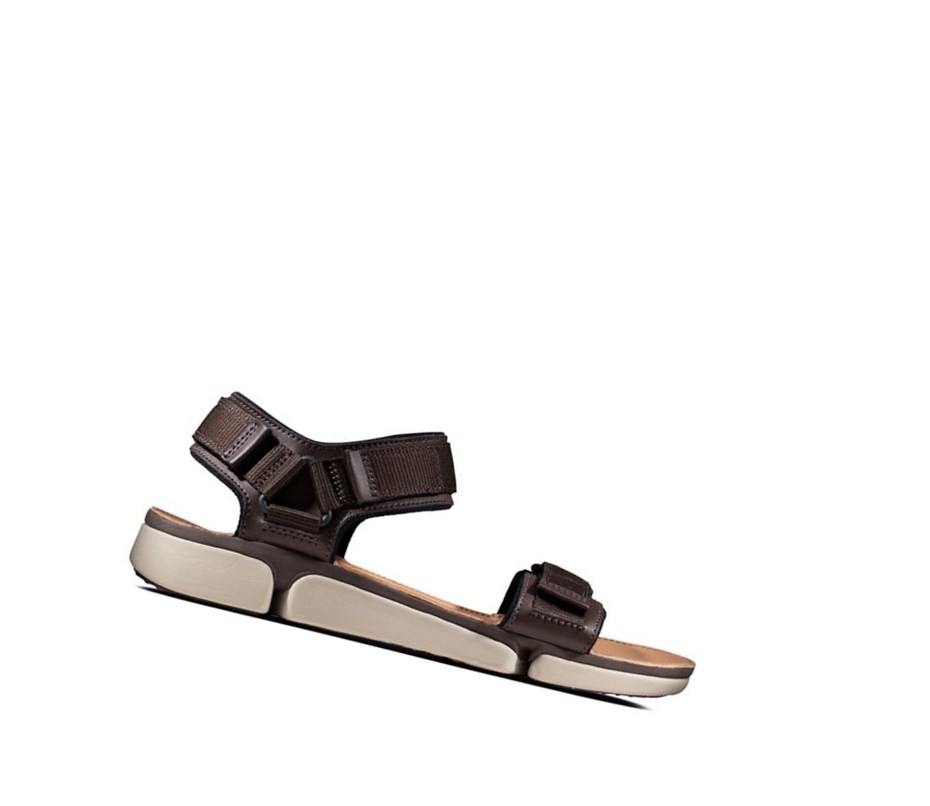 Clarks Tri Cove Trail Leder Lässige Sandalen Herren Dunkelbraun | DFLG34671
