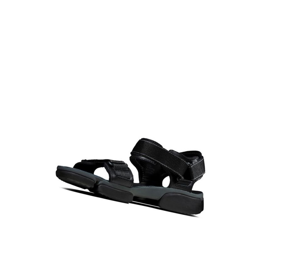 Clarks Tri Cove Trail Leder Lässige Sandalen Herren Schwarz | IYUD40397