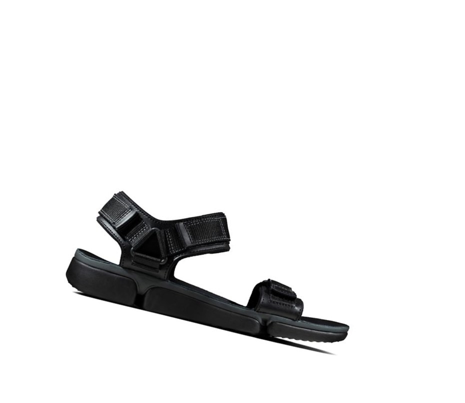 Clarks Tri Cove Trail Leder Lässige Sandalen Herren Schwarz | IYUD40397