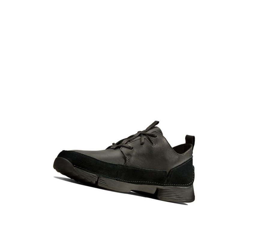 Clarks Tri Solar Leder Sneakers Herren Schwarz | CUPI19586