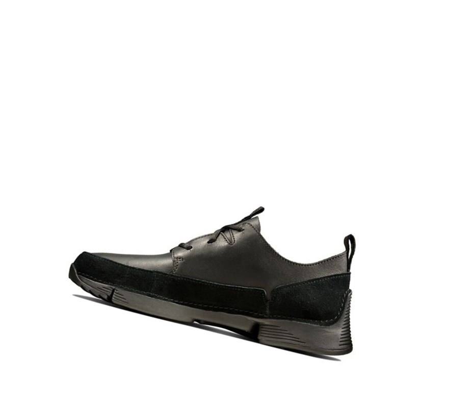 Clarks Tri Solar Leder Sneakers Herren Schwarz | CUPI19586