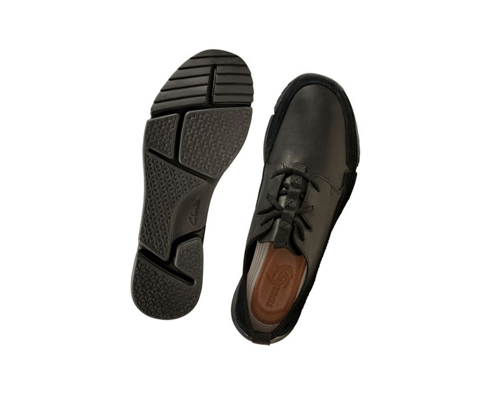 Clarks Tri Solar Leder Sneakers Herren Schwarz | CUPI19586