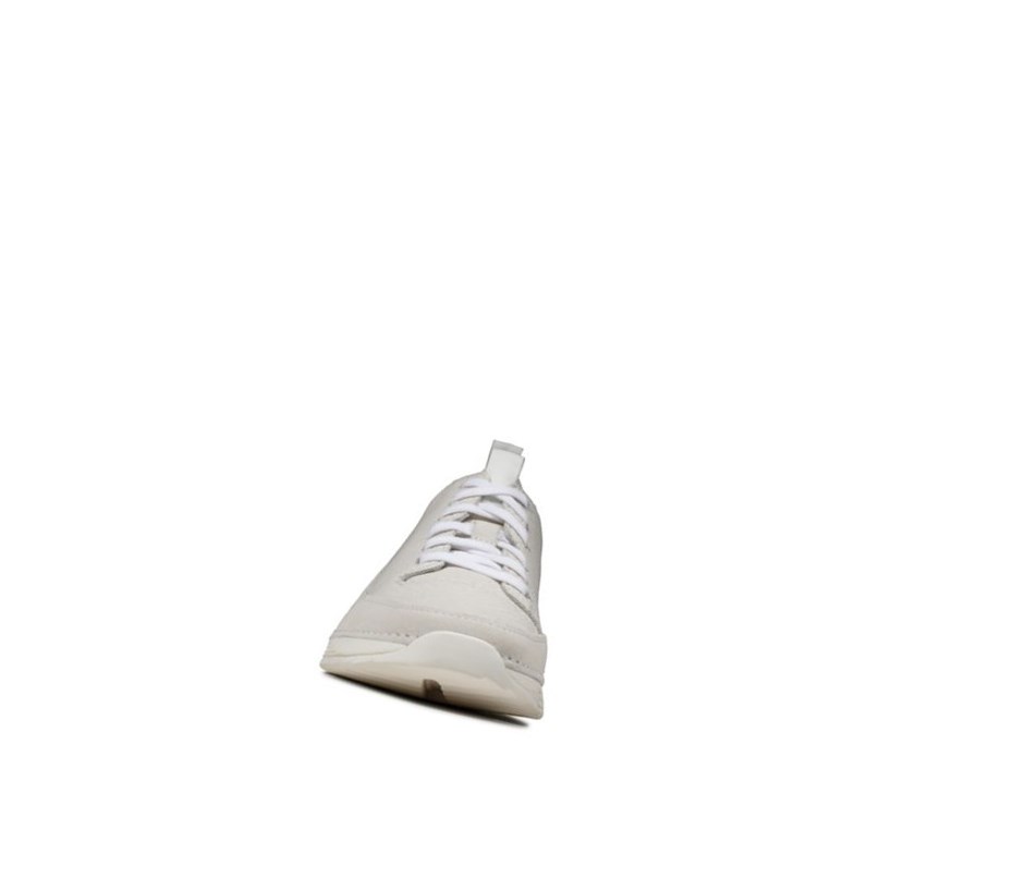 Clarks Tri Spark Leder Lässige Turnschuhe Damen Weiß Schlangenoptik | URXN51048