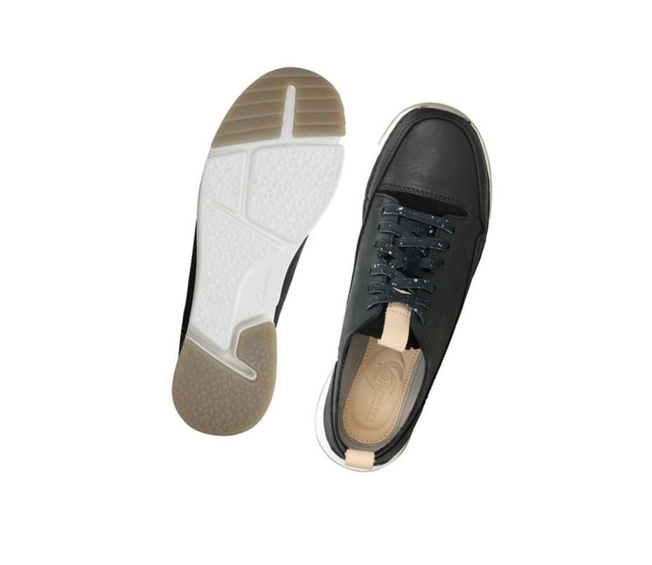Clarks Tri Spark Nubuck Lässige Turnschuhe Damen Schwarz | BKRM21579