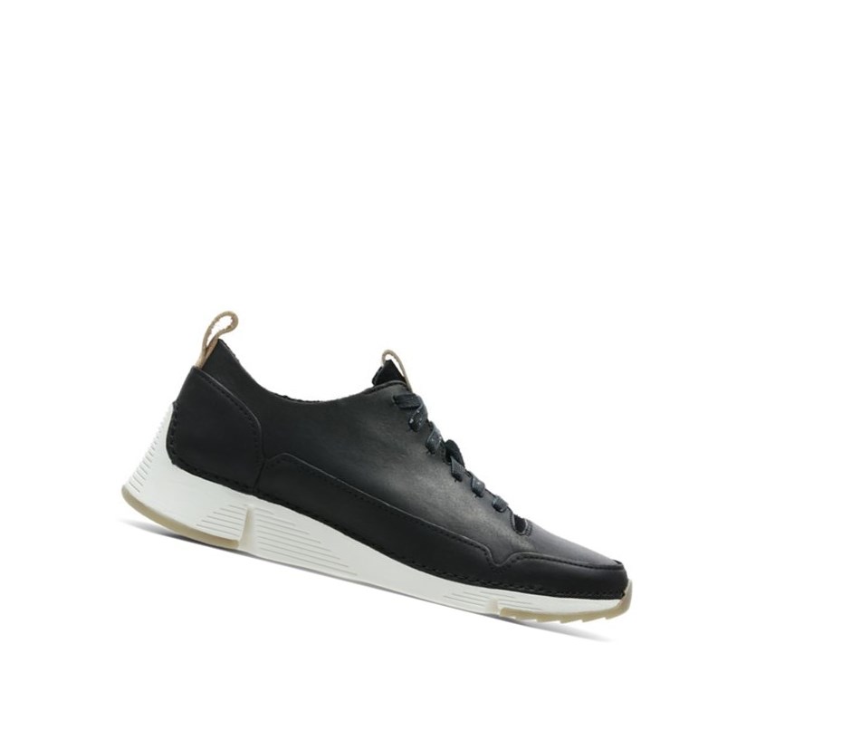 Clarks Tri Spark Nubuck Lässige Turnschuhe Damen Schwarz | BKRM21579
