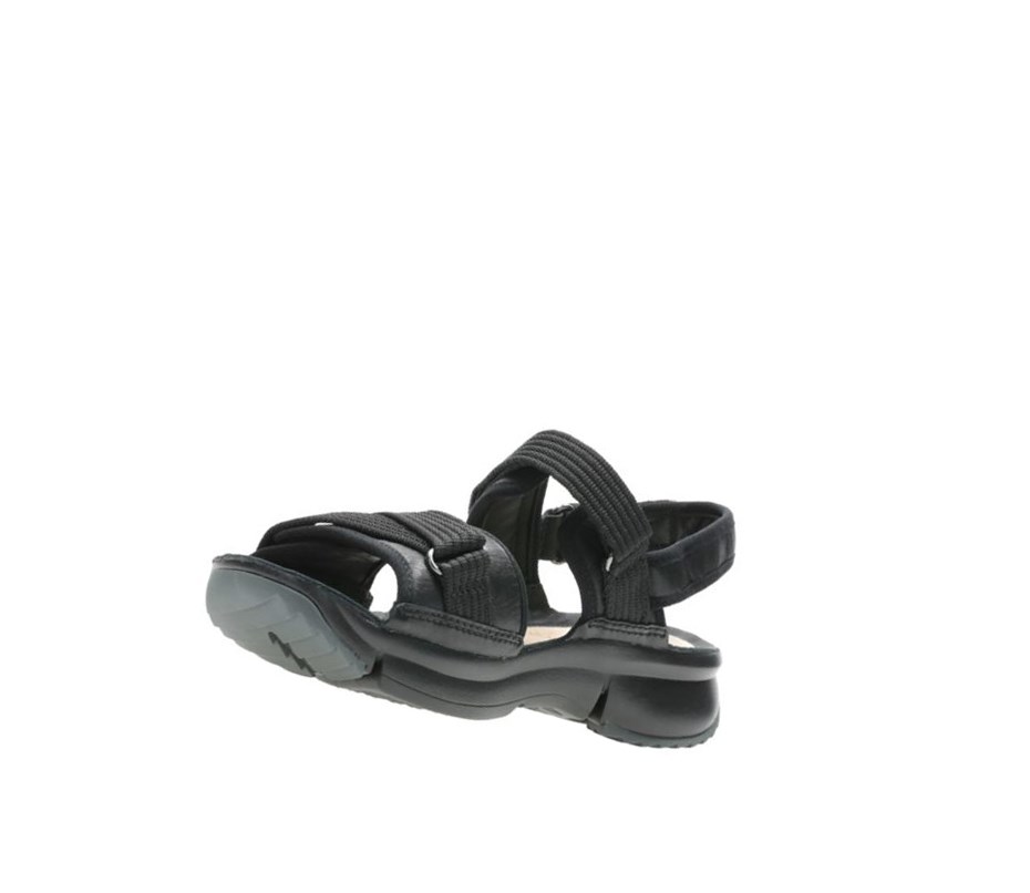 Clarks Tri Walk Wildleder Flache Sandalen Damen Schwarz | DMLW69023
