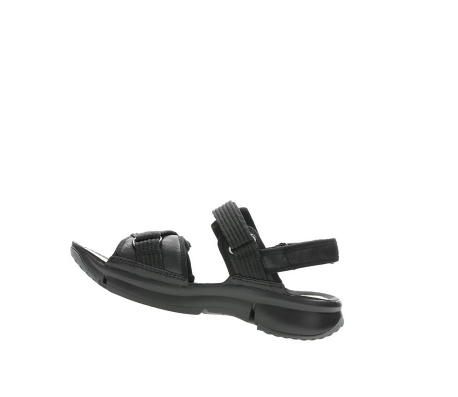 Clarks Tri Walk Wildleder Flache Sandalen Damen Schwarz | DMLW69023