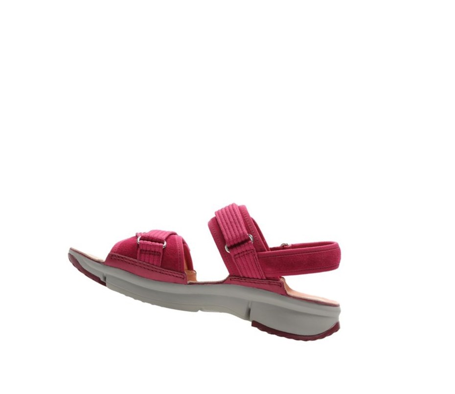 Clarks Tri Walk Wildleder Flache Sandalen Damen Bordeaux | DQIK23419