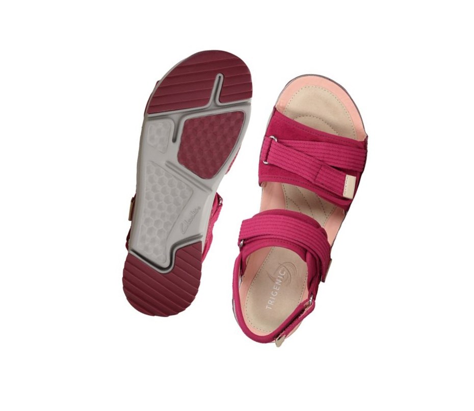 Clarks Tri Walk Wildleder Flache Sandalen Damen Bordeaux | DQIK23419