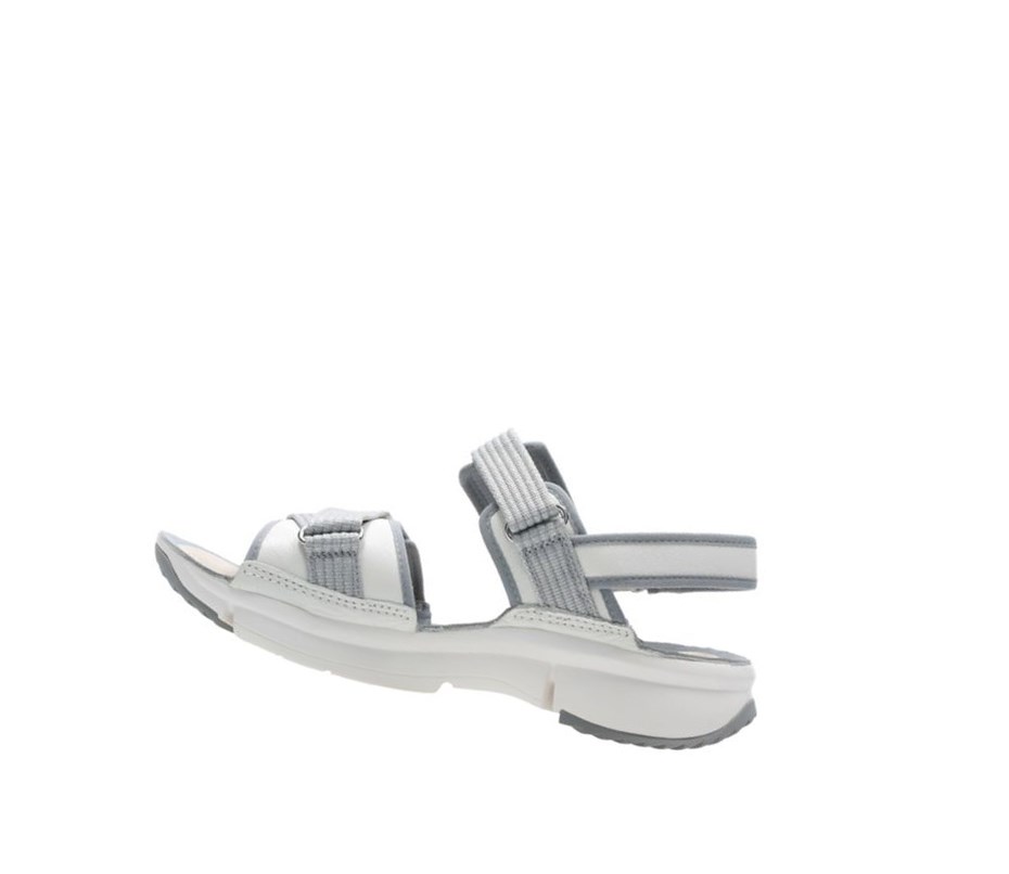 Clarks Tri Walk Wildleder Flache Sandalen Damen Weiß | UZFJ05731