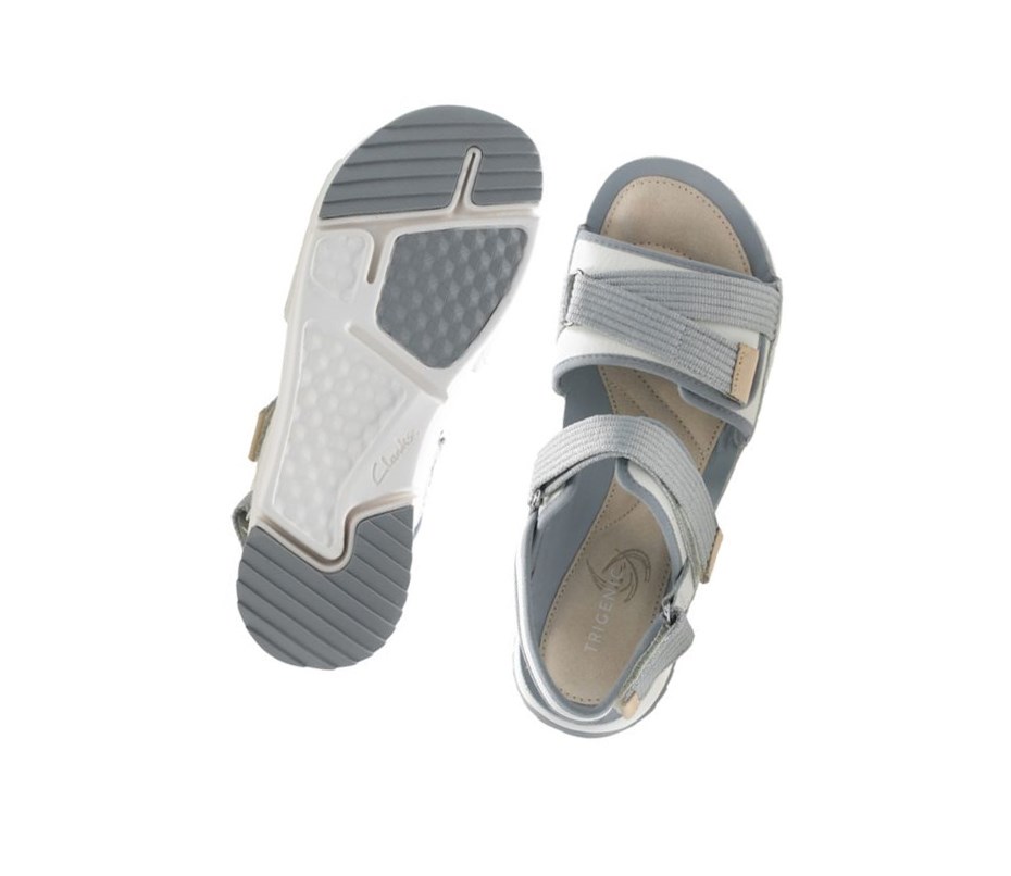 Clarks Tri Walk Wildleder Flache Sandalen Damen Weiß | UZFJ05731