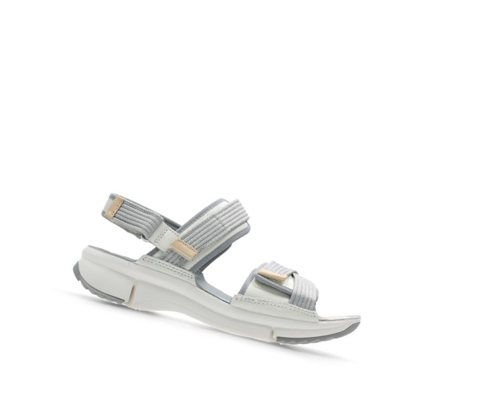 Clarks Tri Walk Wildleder Flache Sandalen Damen Weiß | UZFJ05731