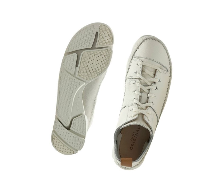 Clarks Trigenic Flex Leder Sneakers Damen Weiß | GQTE82034