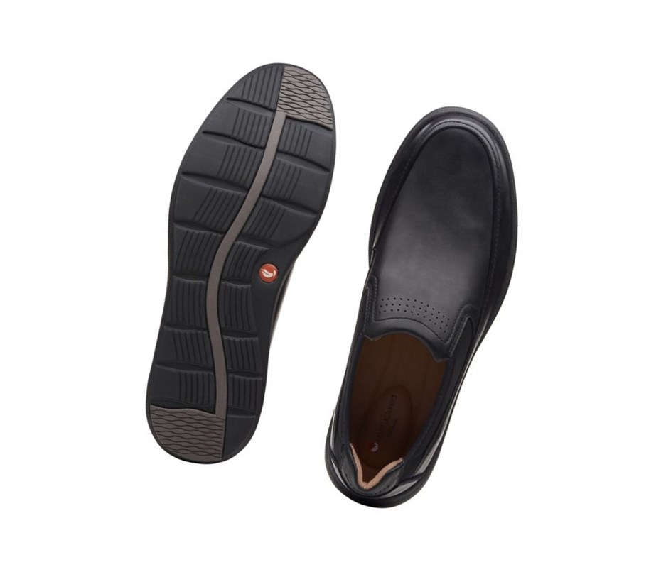 Clarks Un Abode Go Leder Slip On Schuhe Herren Schwarz | HMIB82597