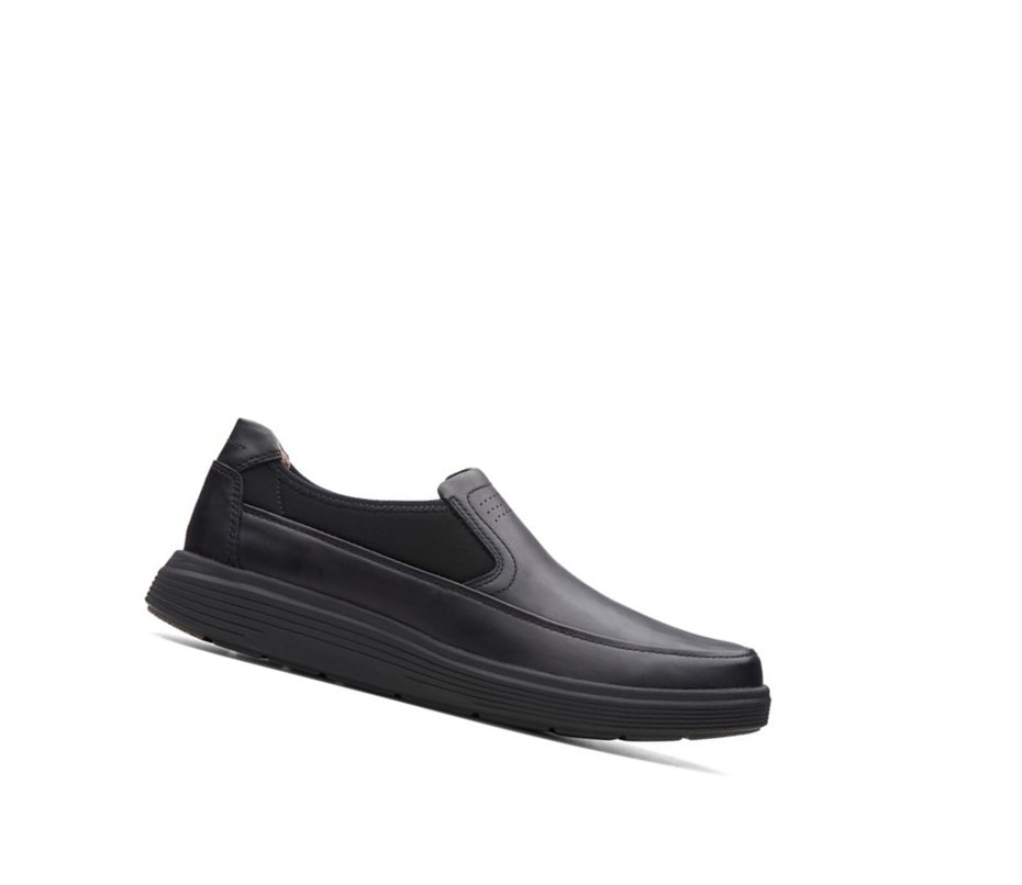 Clarks Un Abode Go Leder Slip On Schuhe Herren Schwarz | HMIB82597