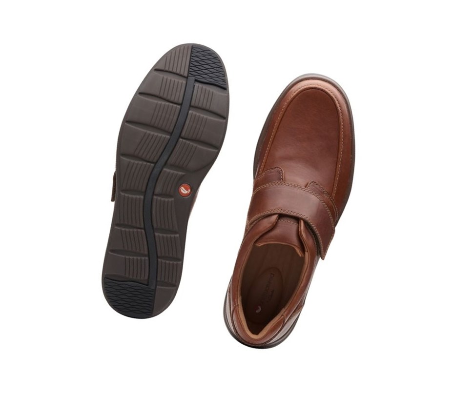 Clarks Un Abode Riemen Leder Weite Fit Lederschuhe Herren Dunkelbraun | CJON45297