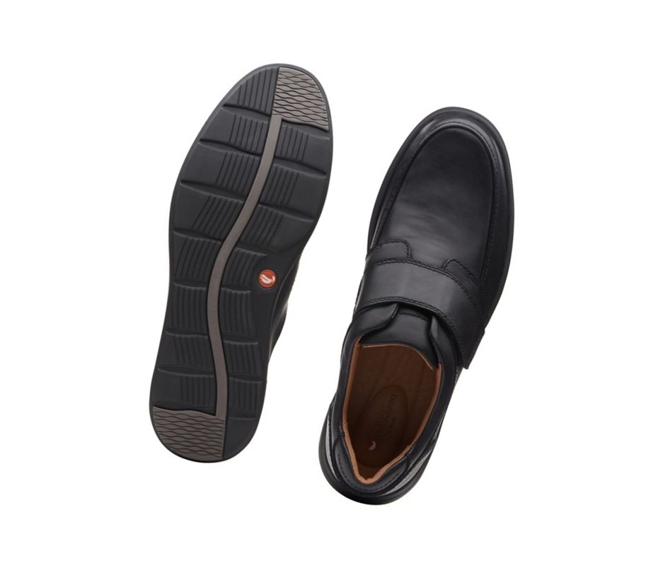 Clarks Un Abode Riemen Leder Weite Fit Lederschuhe Herren Schwarz | ZHWL15260