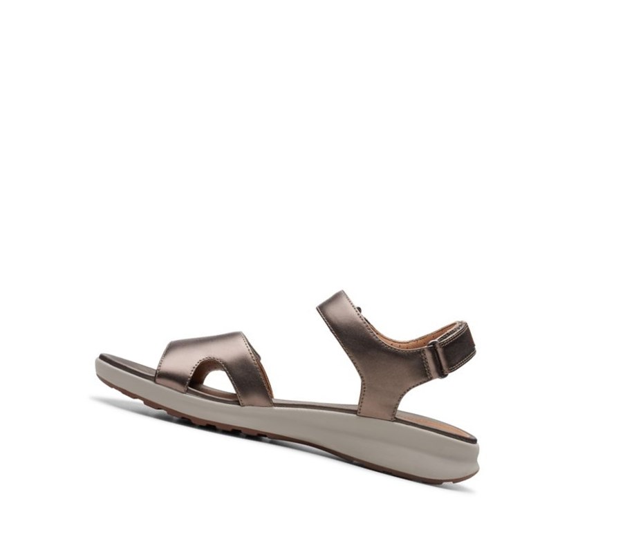 Clarks Un Adorn Calm Flache Sandalen Damen Kupfer Metal | BZRF42073