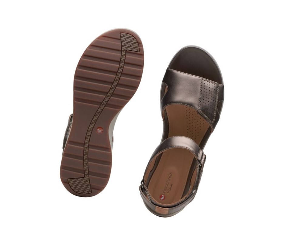 Clarks Un Adorn Calm Flache Sandalen Damen Kupfer Metal | BZRF42073