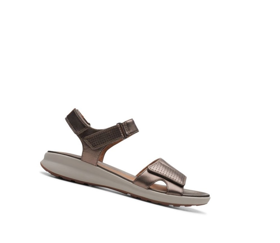 Clarks Un Adorn Calm Flache Sandalen Damen Kupfer Metal | BZRF42073