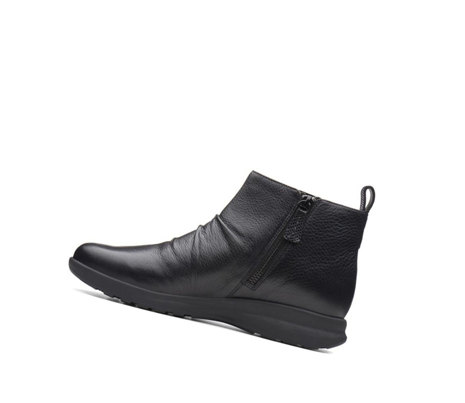 Clarks Un Adorn Mid Leder Stiefeletten Damen Schwarz | CQZS28601