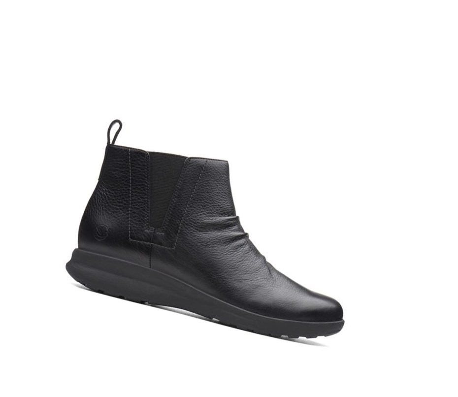 Clarks Un Adorn Mid Leder Stiefeletten Damen Schwarz | CQZS28601