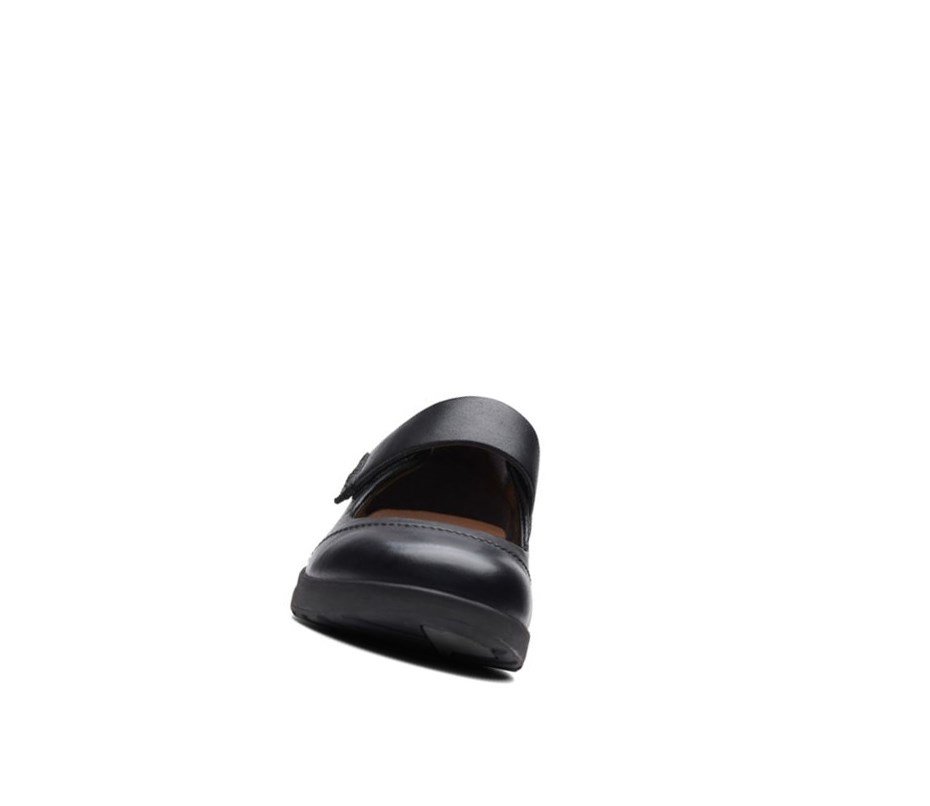Clarks Un Adorn Riemen Leder Lederschuhe Damen Schwarz | RKGN38710
