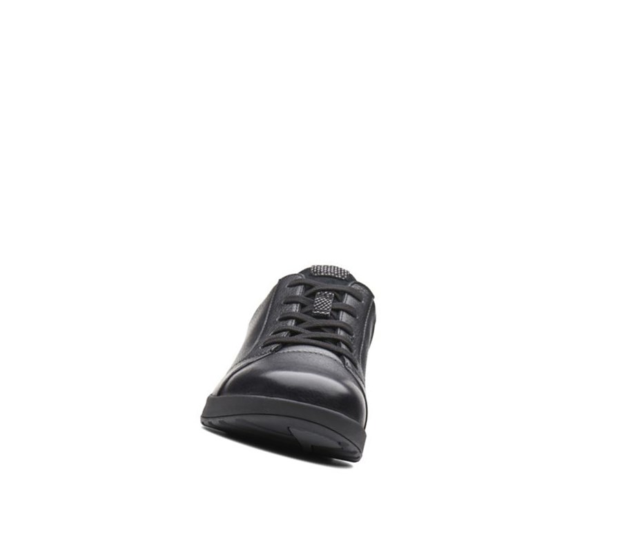 Clarks Un Adorn Spitze Leder Flache Schuhe Damen Schwarz | CGFH80431