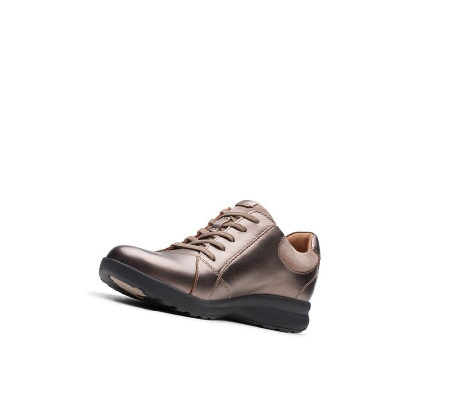 Clarks Un Adorn Spitze Leder Flache Schuhe Damen Kupfer Metal | YNPB13720