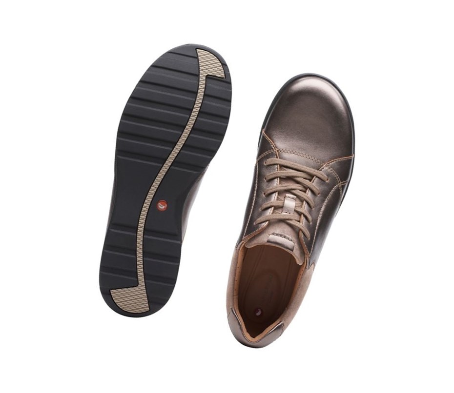 Clarks Un Adorn Spitze Leder Flache Schuhe Damen Kupfer Metal | YNPB13720
