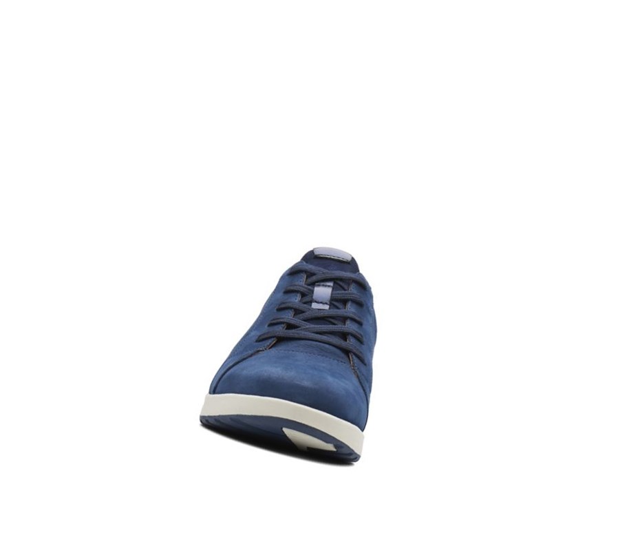 Clarks Un Adorn Spitze Leder Flache Schuhe Damen Navy | ZHMJ14589