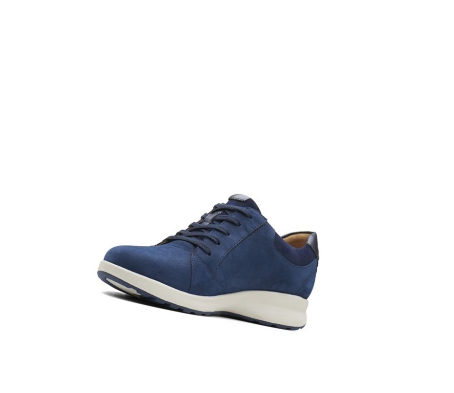 Clarks Un Adorn Spitze Leder Flache Schuhe Damen Navy | ZHMJ14589
