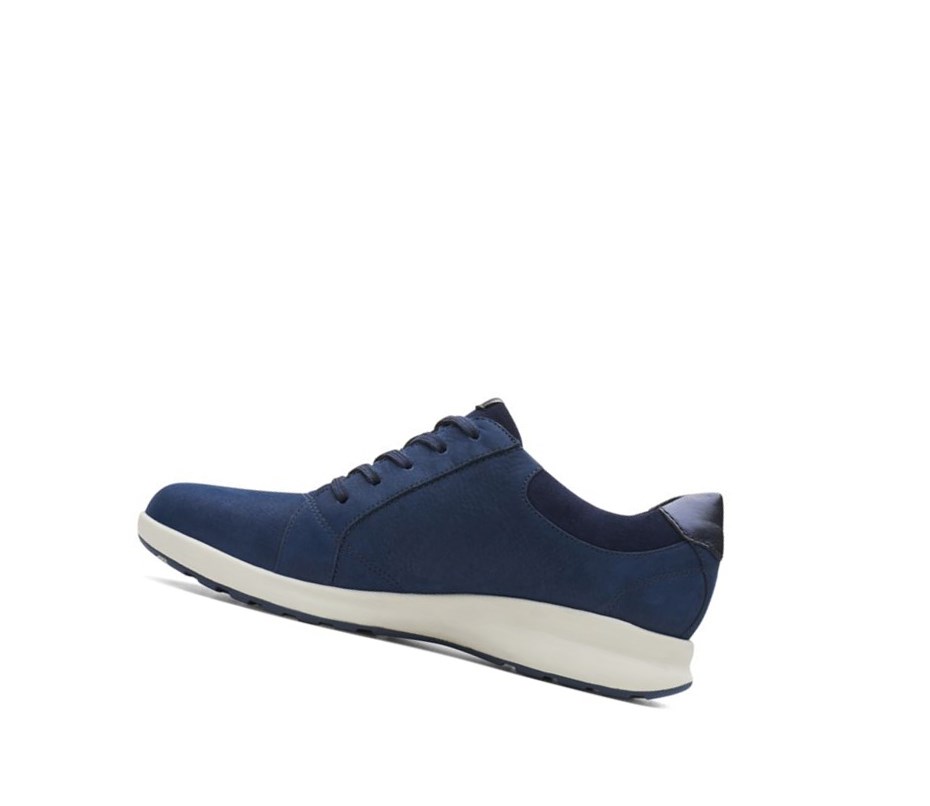 Clarks Un Adorn Spitze Leder Flache Schuhe Damen Navy | ZHMJ14589