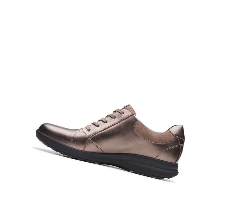 Clarks Un Adorn Spitze Leder Lederschuhe Damen Kupfer Metal | JDVW26759