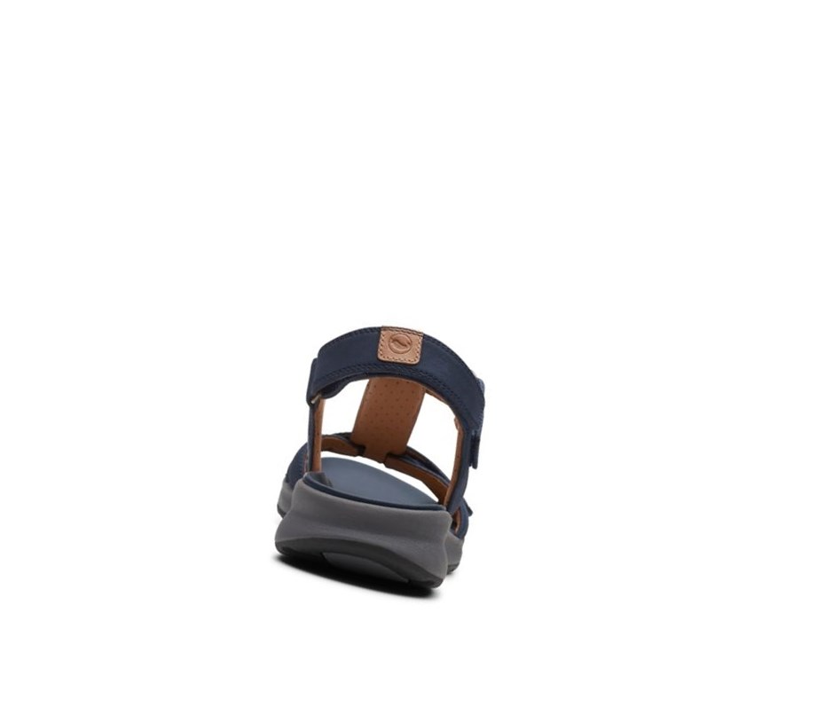 Clarks Un Adorn Vibe Nubuck Leder Flache Sandalen Damen Navy | MYLJ95230
