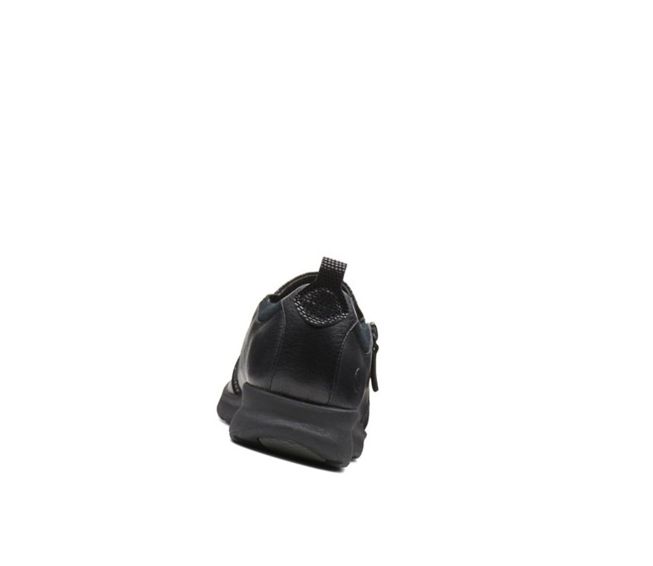 Clarks Un Adorn Zip Leder Weite Fit Lederschuhe Damen Schwarz | GDOS74238