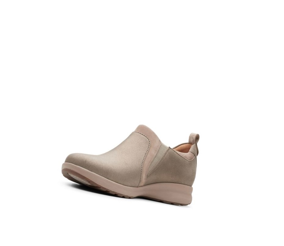 Clarks Un Adorn Zip Leder Weite Fit Lederschuhe Damen Beige | PIQW24376