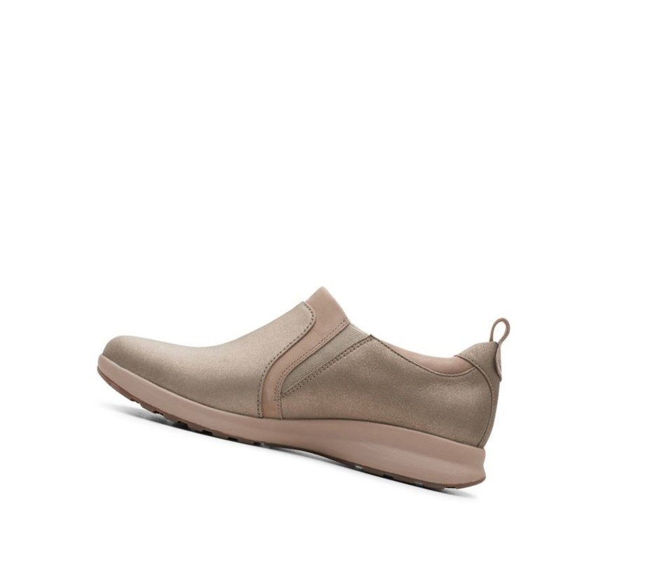 Clarks Un Adorn Zip Leder Weite Fit Lederschuhe Damen Beige | PIQW24376
